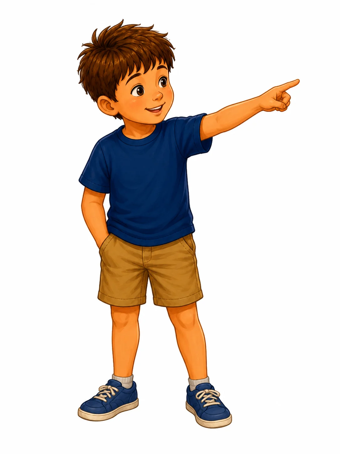 Big Boy pointing excitedly.